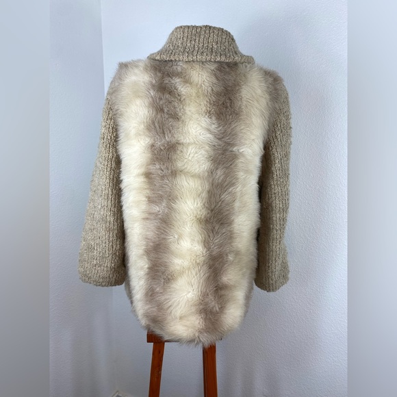 Vintage D'Esprit Dubrowsky and Peribinder Faux Fur Coat Modern M Knit Sleeves - Picture 16 of 16